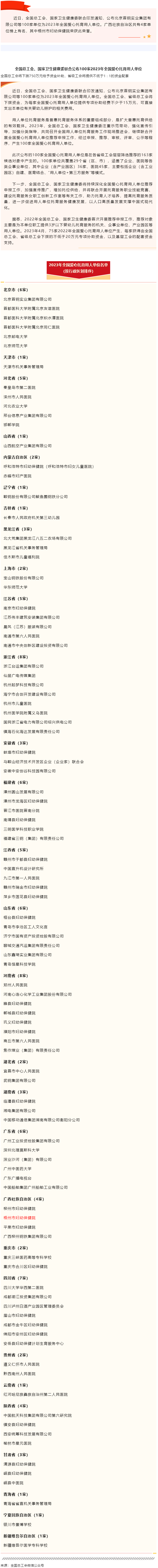 全國總工會、國家衛(wèi)生健康委聯(lián)合公布100家2023年全國愛心托育用人單位.png